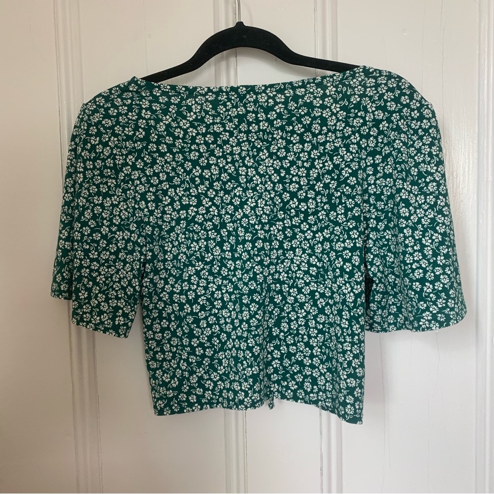 H&M Dark Green Floral Drawstring Top - Picture 10 of 15